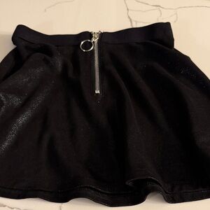 MIA Black Shimmer Circle Skater Mini Skirt with Ring Zip